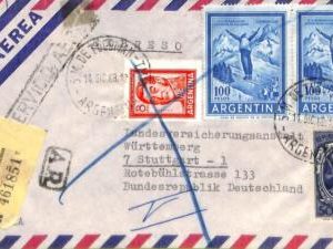 ac6442 - ARGENTINA - POSTAL HISTORY - REGISTERED COVER  to GERMANY  1968 Skiing