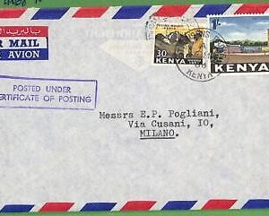 59501 - KENYA - Postal History -  AIRMAIL COVER  to ITALY  1968 Politics