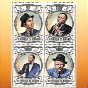 A0125 - BURUNDI - ERROR 2013  MISSPERF stamp SHEET: music FRANK SINATRA