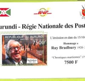 A0137  - BURUNDI - ERROR, 2012  MISSPERF SHEET - Letterature BRADBURY sci-fi