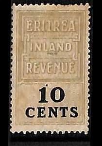 ZA0181f4 - British ERITREA  - STAMPS - FISCAL STAMP  Revenue - USED