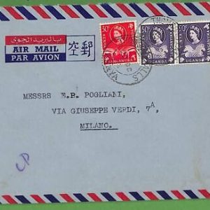 59521 - KENYA  KUT - Postal History - AIRMAIL COVER  to ITALY  1962  Fauna Zebra