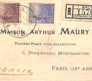 ac6460 - ARGENTINA - POSTAL HISTORY - REGISTERED COVER from SALTA to FRANCE 1914