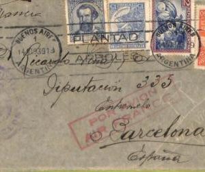 ac6465 - ARGENTINA - POSTAL HISTORY - CENSORED COVER to SPAIN  1939 Plant TREES