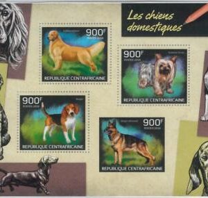 883  - CENTRAL AFRICAN R. - ERROR - MISSPERF stamp sheet 2014  Dogs
