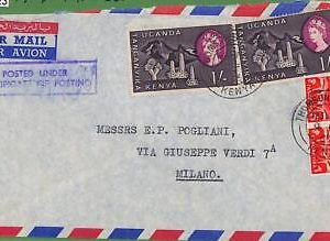 59523 - KENYA KUT - Postal History - AIRMAIL COVER to ITALY 1963 Fauna CACTII