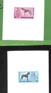 ZA0095 - TOGO - IMPERF stamps  - ANIMALS Dogs UNICEF 1967 Set of 7 DELUXE PROOFS