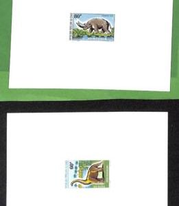 ZA0101 - CONGO - IMPERF stamps - PREHISTORIC ANIMALS 1970 Set of 4 DELUXE PROOFS