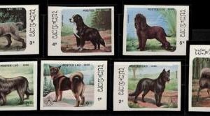 ZA0091 - LAOS - IMPERF stamps - 1986 -  ANIMALS Dogs   set of 7