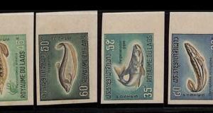 ZA0092a - LAOS - IMPERF stamps - 1967  ANIMALS  Fish  set of 4