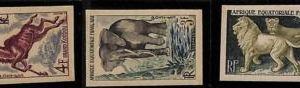 ZA0090a - AFRIQUE EQUATORIALE Francaise - IMPERF stamps - ANIMALS Lion ELEPHANTS