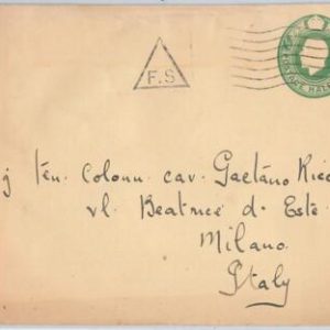 42211 -  GB  - POSTAL HISTORY:  PRIVATE  STATIONERY COVER  to ITALY - GEORGE V