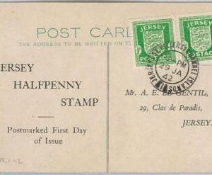 42235 - GB : JERSEY   - POSTAL HISTORY:  Michel # 1 on FDC POSTCARD - 1942