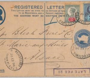 50684  GB -  POSTAL HISTORY -  POSTAL STATIONERY Registered COVER to FRANCE 1896