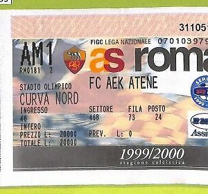 C1395 - Old FOOTBALL MATCH TICKET -1999-2000 ROME VS AEK ATHENS