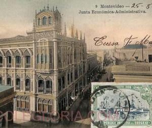 ad6425 - URUGUAY - Postal History - Almost FDC POSTCARD 1908 - Boats