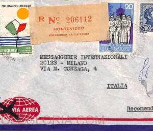 ad6429 - URUGUAY - Postal History - REGISTERED Airmail cover to ITALY 1970's