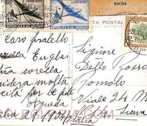 ad6424 - URUGUAY - Postal History - Registered POSTCARD to ITALY 1954 - ROCHA