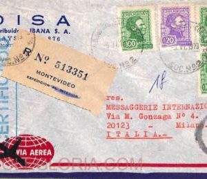 ad6427 - URUGUAY - Postal History - REGISTERED Airmail cover to ITALY  1973