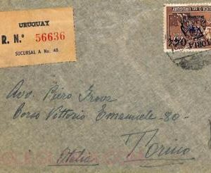 ad6433 - URUGUAY - Postal History - REGISTERED  cover to ITALY 1947