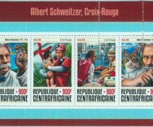 A1490 - CENTRAL AFRICAN REP., ERROR, МISPERF: 2016 A. Schweitzer, Medicine, Cats