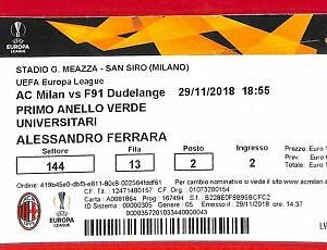 C1276 - Altes FUSSBALLSPIEL-TICKET - 2018 MAILAND VS DÜDELANGE