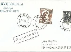 70123 - SWEDEN - POSTAL HISTORY - COVER: PAQUEBOT Ship Mail m/s RYDBOHOLM 1953