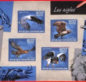 A3923 - Central African Rep - ERROR MISPERF, Miniature sheet: Eagles, Birds