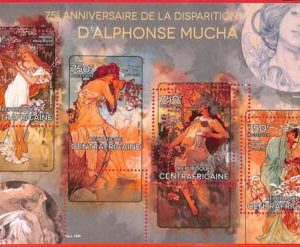 A3942 - Central African Rep - ERROR MISPERF, Miniature s: 2014 Art Nouveau Mucha