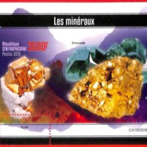 A3947 - Central African Rep - ERROR MISPERF Souvenir sheet: 2019, Minerals, Gems