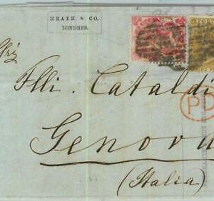 BK0719 - GB  - POSTAL HISTORY - SG # 75 + 86 on COVER to ITALY  1865