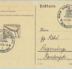 68169 - GERMANY - POSTAL HISTORY - CARD - 1.8.1936 Olympic postmark: BERLIN c
