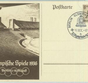 68115  - GERMANY -  POSTAL STATIONERY CARD - 1936 Olympic postmark: BERLIN h