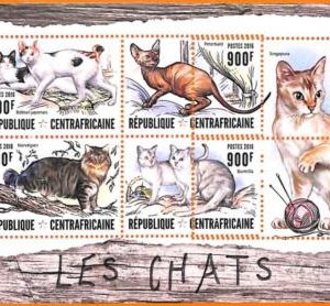 A5667 - CENTRAL AFRICAN REP - ERROR, 2016, МISPERF MINIATURE S: Cats, Peterbalds
