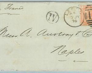 BK0782 - GB - POSTAL HISTORY - SG # 152 on COVER from LEEDS to NAPLES 1876