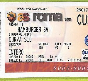 C1396 - Alte FUSSBALLSPIEL-TICKET -2000-2001 ROM VS HAMBURGER SV