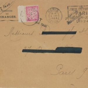P0416 - FRANCE - POSTAL HISTORY - 1924 Olympic Games POSTMARK on TAXED cover