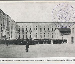 41061  CARTOLINA d'Epoca - BRESCIA - INAUGURAZIONE BANDIERA 74 reg Fanteria 1903