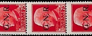 94683h - ITALIA GNR - FRANCOBOLLO - Sass  # 478 VR strip of 3: DENT SPOSTATA **