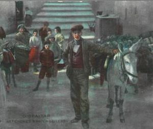 92302 - GIBRALTAR - VINTAGE   POSTCARD -  STREET  VENDORS Artichockes & Water