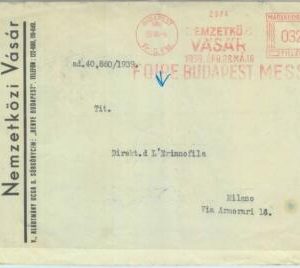 84110 - HUNGARY - Postal History -  MECHANICAL red POSTMARK on COVER 1939