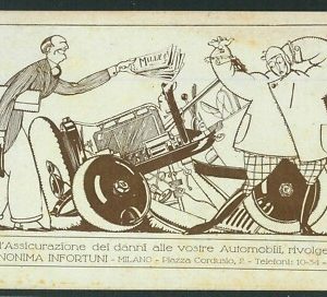Lib939 - CARTOLINA d'Epoca - PUBBLICITARIA Illustrata ANONIMA INFORTUNI Milano