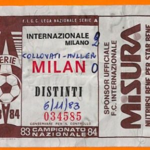 C1931- Vecchio BIGLIETTO PARTITA CALCIO - 1983-84 INTER VS MILAN