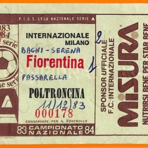 C1932- Vecchio BIGLIETTO PARTITA CALCIO - 1983-84 INTER VS FIORENTINA