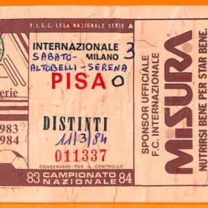 C1948- Vecchio BIGLIETTO PARTITA CALCIO - 1983-84  INTER VS PISA