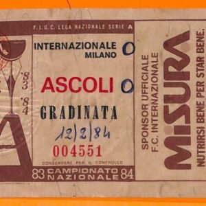 C1950- Vecchio BIGLIETTO PARTITA CALCIO - 1983-84 INTER VS ASCOLI