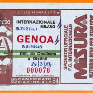 C1951- Vecchio BIGLIETTO PARTITA CALCIO - 1983-84 INTER VS GENOA