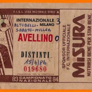C1958- Vecchio BIGLIETTO PARTITA CALCIO - 1983-84 INTER VS AVELLINO