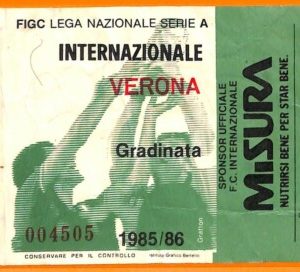 C1967- Vecchio BIGLIETTO PARTITA CALCIO - 1985-86 INTER VS VERONA