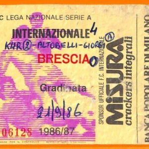 C1970- Vecchio BIGLIETTO PARTITA CALCIO - 1986-87 INTER VS BRESCIA